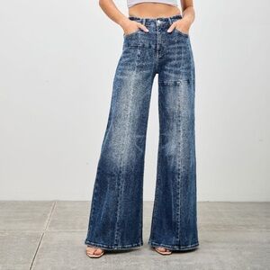 Mid Rise Wid Leg Pants